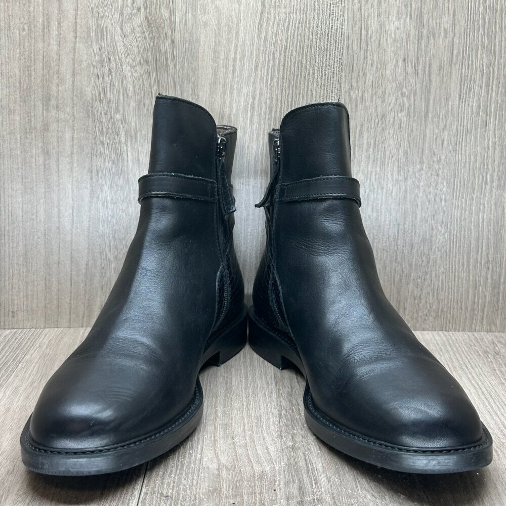 Boemos Boots Womens Sz 39 US9 Leather Moto Buckle Ankle Bootie Black Italy - Picture 5 of 13